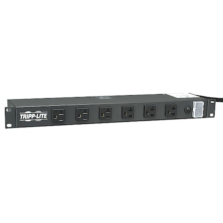 Tripp Lite Power Strip, Surge, Rack Mounted, 5-20R, 5-20P, 15 ft., Black RS1215-20