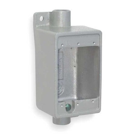 Hubbell Killark Weatherproof Electrical Box, 28 cu in, FDC Box Type, 1 Gang, Malleable Iron, Rectangular Shape FDC-1M