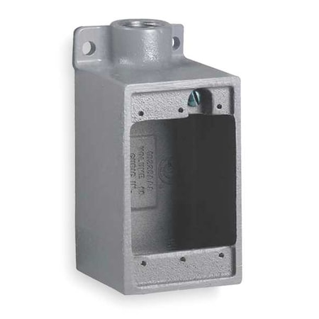 Hubbell Killark Weatherproof Electrical Box, 28 cu in, FD Box Type, 1 Gang, Malleable Iron, Rectangular Shape FD-2M