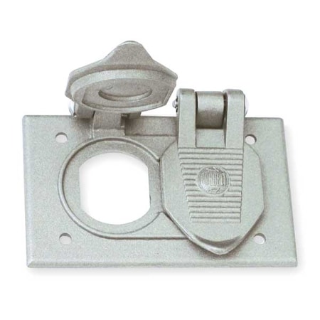 Hubbell Killark Weatherproof Cover, 1 Gang, Aluminum, Duplex Receptacle Cover Type FCLA2