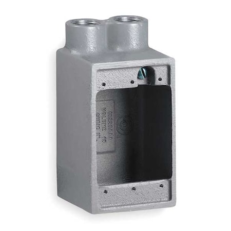 Hubbell Killark Weatherproof Electrical Box, 28 cu in, FDS Box Type, 1 Gang, Malleable Iron, Rectangular Shape FDS-2M