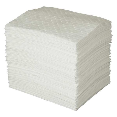 Brady Sorbent Pad, 35 gal, 15 in x 19 in, Oil, White, 100 PK SPC100