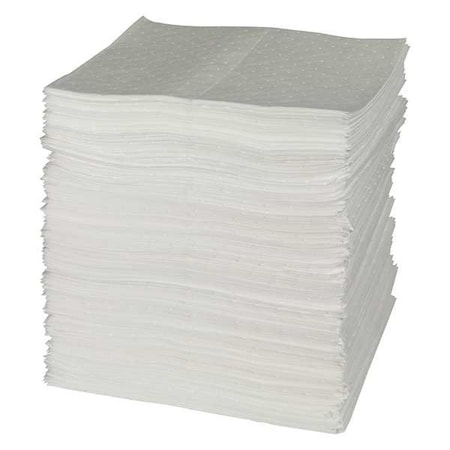 Brady Sorbent Pad, 51 gal, 15 in x 19 in, Oil, White, Polypropylene SPC200