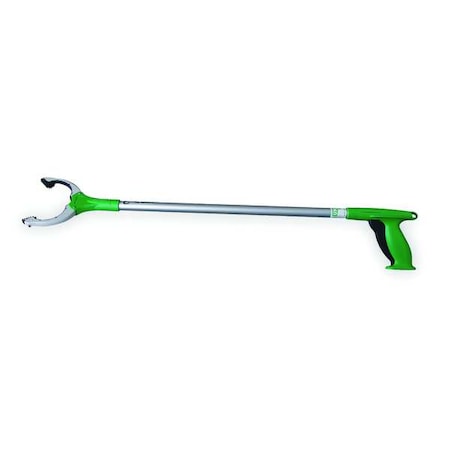 Unger Trash Grabber, Trigger Handle, 36 in L, 3 3/4 in Grabber Opening, Aluminum, Green NT090