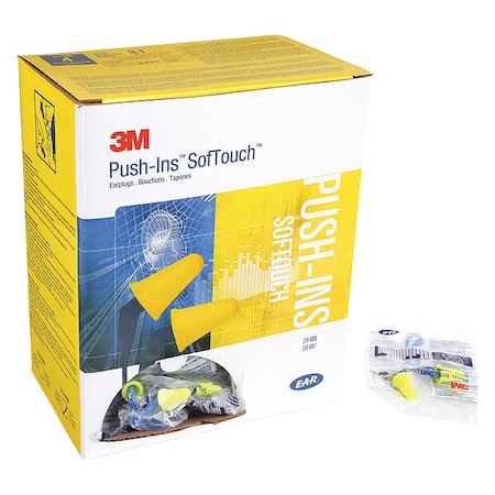 3M E-A-R, SofTouch Disposable Corded Ear Plugs, Bell Shape, NRR 31 dB, Blue/Yellow, 200PK 318-4001