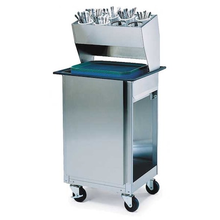 Lakeside Mobile Tray Cart w/Flatware Dispenser; (150) 14"x18" or 15"x20" Trays 986