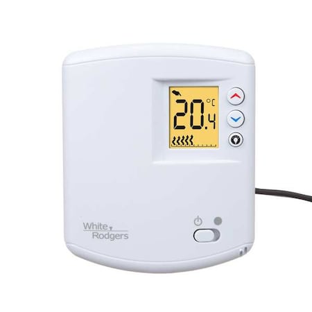 White-Rodgers Line Voltage Thermostat, Open on Rise, Vertical, 45 Degrees to 90 Degrees F, SPST, 120V AC 01E65 144