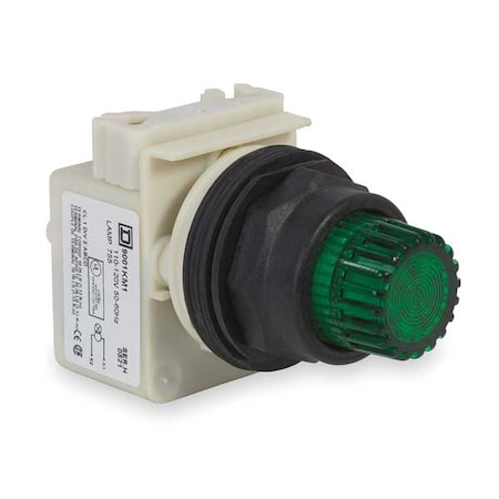 Schneider Electric Illuminated Push Button Operator, 30 mm, Green 9001SK2L1G