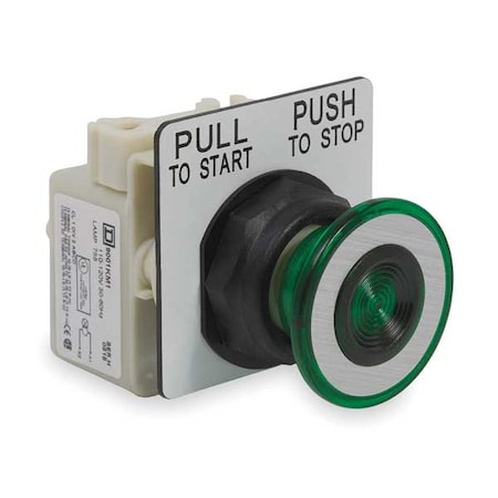 Schneider Electric Illuminated Push Button Operator, 30 mm, Green 9001SKR9P1G