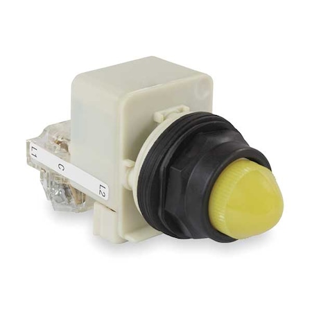 Schneider Electric Push to Test Pilot Light, Yellow, Incand 9001SKT1Y9
