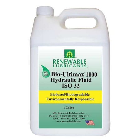 1 gal Jug, Hydraulic Oil, 32 ISO Viscosity, Not Specified SAE -  RENEWABLE LUBRICANTS, 81003
