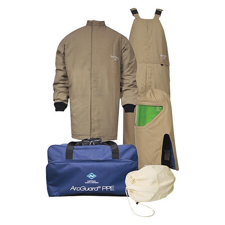 National Safety Apparel FR Coat/Overall Kit, Khaki, 3XL, HRC4 KIT4SCPR40NG3X