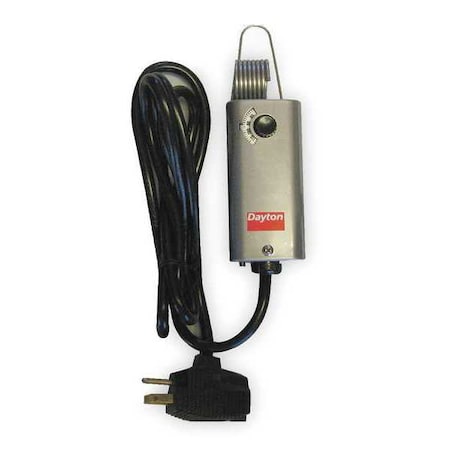 Dayton Portable Heating Thermostat, Open on Rise, 35 Degrees to 95 Degrees F, SPST, 120V AC 2NNT5