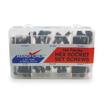 Itw Bee Leitzke Set Screw Assortment, Alloy Steel, Black Finish Finish, 195 PCS WWG-DISP-SET195