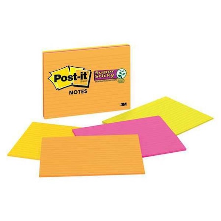 Post-It Super Sticky Notes, 6x8 In., PK4 6845-SSP