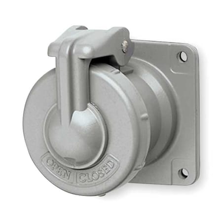 Hubbell Killark Pin & Sleeve Receptacle, 60 A, 600V AC/250V DC, Three Phase, 3 Pole, Style 1 Grounding, Gray VR631