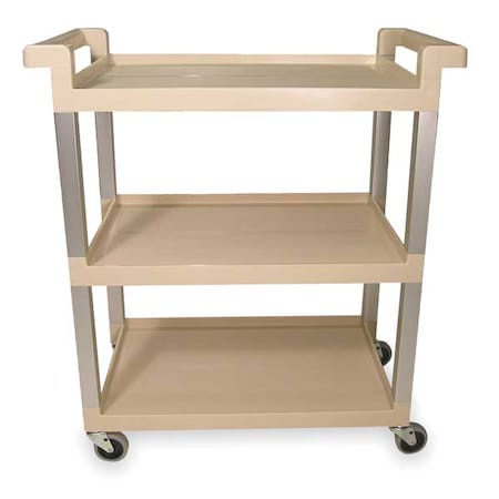 Rubbermaid Dual-Handle Utility Cart with Lipped Plastic Shelves, High Density Structural Foam, (2) Raised FG9T6571BEIG