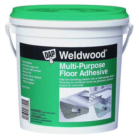 Dap Floor Adhesive, Multi-Purpose Floor Series, Off White, 1 qt, Pail 00141