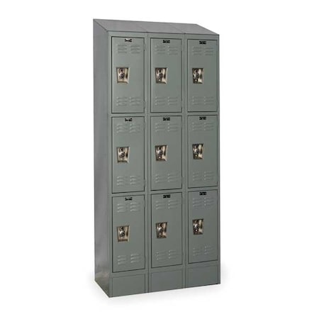 Hallowell Wardrobe Locker, 36 in W, 18 in D, 78 in H, (3) Tier, (3) Wide, Dark Gray URB3288-3ASB-HG
