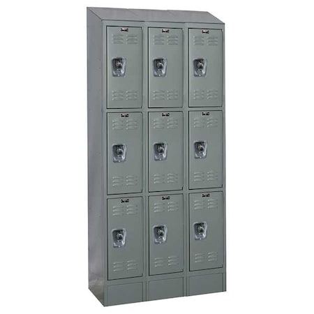 Hallowell Wardrobe Locker, 36 in W, 12 in D, 78 in H, (3) Tier, (3) Wide, Dark Gray URB3228-3ASB-HG