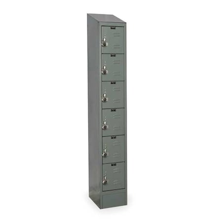 Hallowell Box Locker, 12 in W, 18 in D, 78 in H, (1) Wide, (6) Tier, Dark Gray URB1288-6ASB-HG