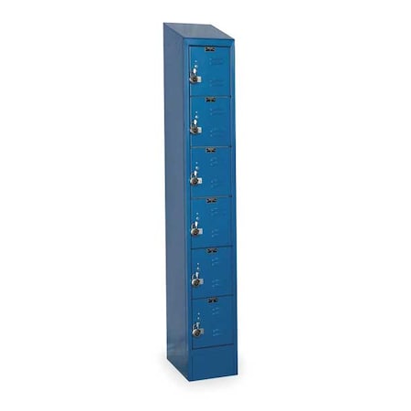 Hallowell Box Locker, 12 in W, 12 in D, 78 in H, (1) Wide, (6) Tier, Marine Blue URB1228-6ASB-MB