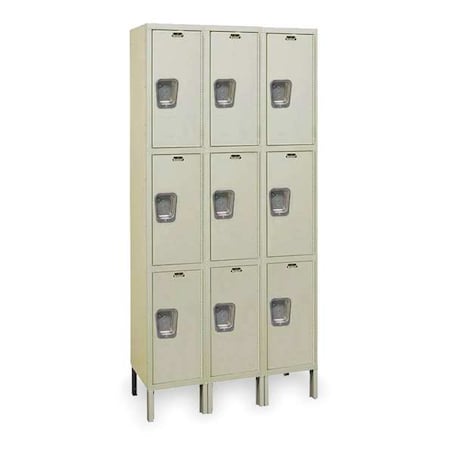 Hallowell Wardrobe Locker,  36 in W,  12 in D,  78 in H,  (3) Tier,  (3) Wide,  Tan UY3228-3A-PT