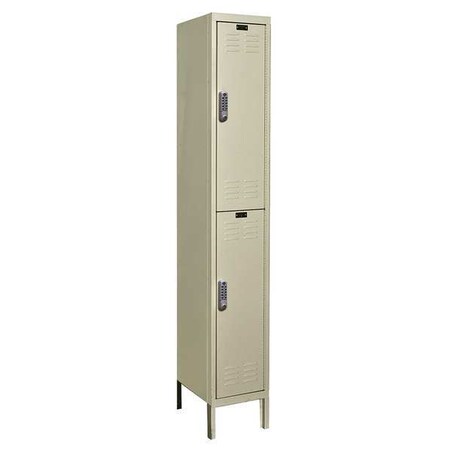Hallowell Wardrobe Locker,  12 in W,  15 in D,  78 in H,  (1) Wide,  (2) Openings,  Tan UEL1258-2PT