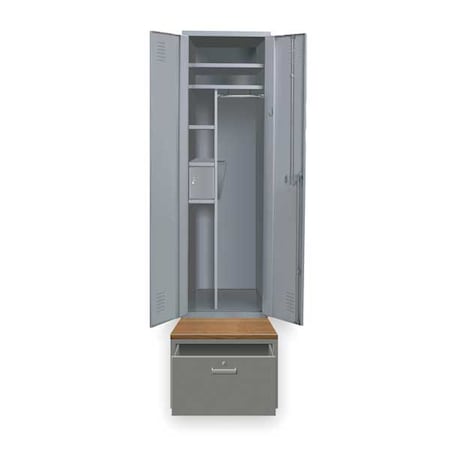 Hallowell Wardrobe Locker, 24 in W, 36 in D, 90 in H, (1) Tier, (1) Wide, Dark Gray HERL442-1B-G-HG