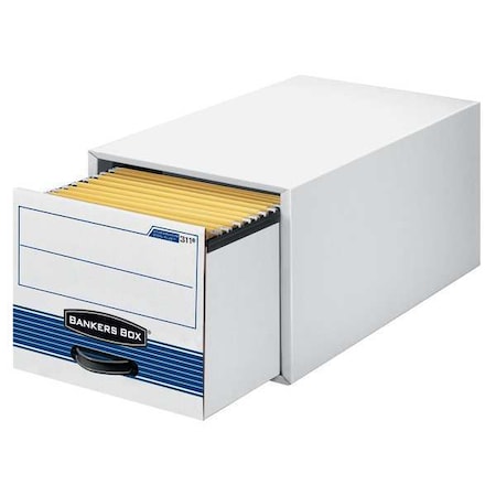 Bankers Box File Box, Steel, 12 1/2 in W, 23 1/4 in D, 10 3/8 in H, Blue, White 00311