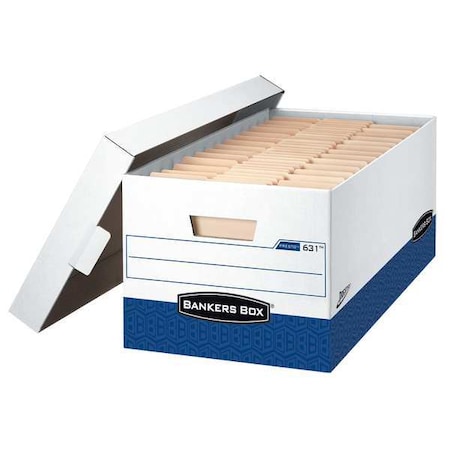 Bankers Box File Box, Corrugated Fiberboard, 12 in W, 24 in D, 10 in H, Lift-Off Locking Lid Closure 0063101