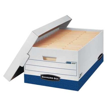 Bankers Box File Box, Corrugated Fiberboard, 15 in W, 24 in D, 10 in H, Lift-Off Locking Lid Closure 0063201