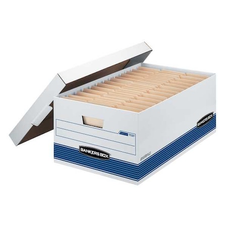 Bankers Box File Box, Corrugated Fiberboard, 15 in W, 24 in D, 10 in H, Lift-Off Locking Lid Closure 00702