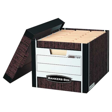 Bankers Box File Box, Corrugated Fiberboard, 12 in W, 15 in D, 10 in H, Lift-Off Locking Lid Closure, Brown 00725