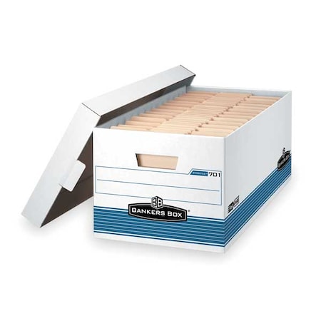 Bankers Box File Box, Corrugated Fiberboard, 12 in W, 24 in D, 10 in H, Lift-Off Locking Lid Closure 00701
