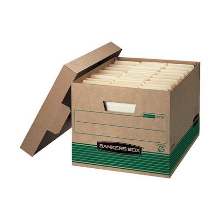 Bankers Box File Box, Corrugated Fiberboard, 12 1/2 in W, 16 1/4 in D, 10 1/4 in H, Green, Brown 12770