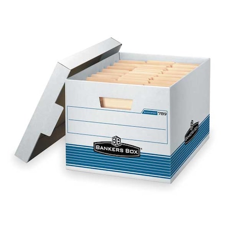 Bankers Box File Box, Corrugated Fiberboard, 12 in W, 15 in D, 10 in H, Lift-Off Locking Lid Closure 00789