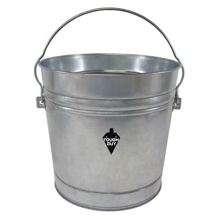 Zoro Select 6 gal Round Trash Can, Silver, Galvanized steel 2PYW4