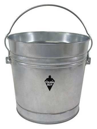 ZORO SELECT 10 gal Round Trash Can, Silver, Galvanized steel 2PYW5