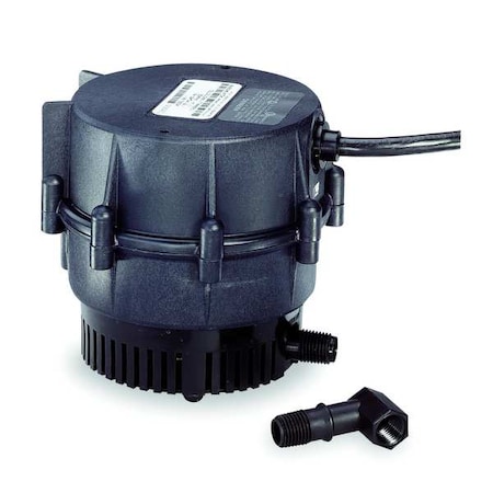 Little Giant Pump Submersible Pump, 1.1 A, 115 V, 1/150 hp, Single Phase, 10.2 ft Max Head, 1/4 in Intake and Disch 526003