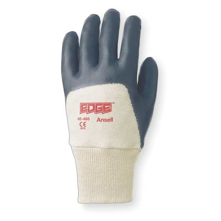 Edge Coated Gloves, Nitrile, Sandy, 3/4 Dip, 3 Abrasion Level, Gray, L 1 PR 40-400