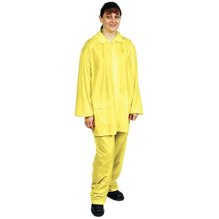 CONDOR 3 Piece Rainsuit w/Detach Hood, Yellow, XL 2RB38