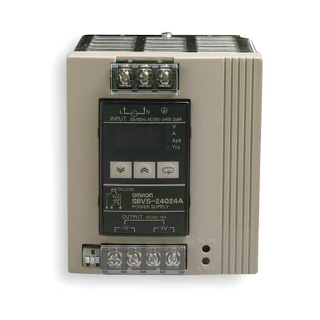 Omron DC Power Supply, 100/240V AC, 24V DC, 240 W, 10 A, DIN Rail S8VS-24024A