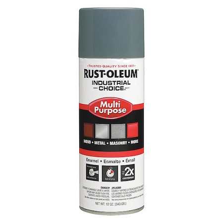 RUST-OLEUM Spray Paint, ANSI 49 Medium Light Gray, Gloss, 12 oz. 214646