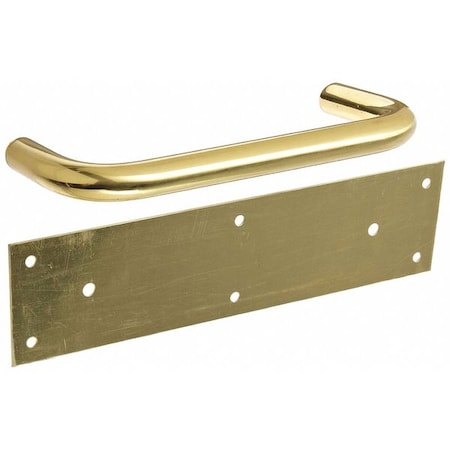Rockwood Door Pull Plate, Brass, 12"L x 3"W, 0.05" Proj. BF107 X 70A.3