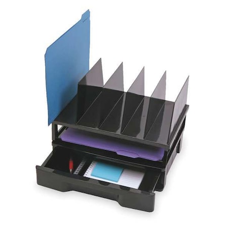Officemate Drawer with Letter Tray, Black, Plastic, 14 in W, 9 in L, 12 3/4 in H, 10.3" D 26095