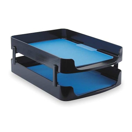 Officemate Letter Tray, Black, Plastic, 10 1/4 in W, 14 in L, 6 in H, 2 Number of Compartments 22236