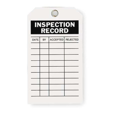 Zoro Select Tag, Inspection, Polyester, 7 in H x 4 in W, White, Rectangle, 10 PK 2RMU7