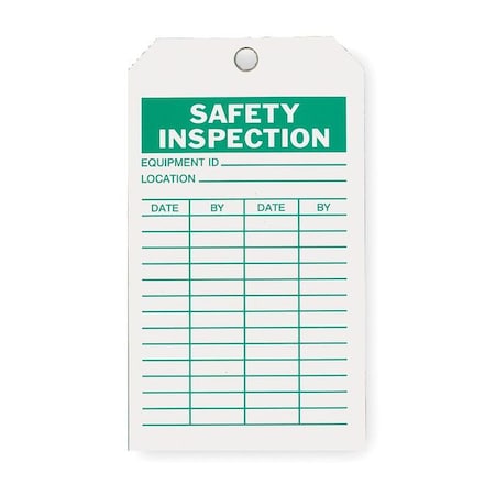 ZORO SELECT Saf Inspection Tag, 7 x 4 In, Grn/Wht, PK10 2RMU4