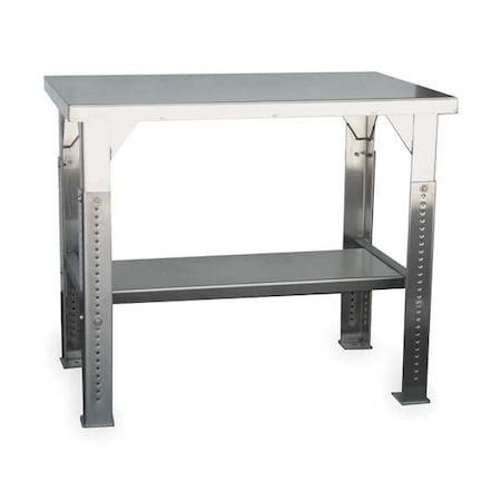 Strong Hold Workbench, Stainless Steel, 48" W, 30" to 40" Height, 5500 lb., Straight T4830SS-AL